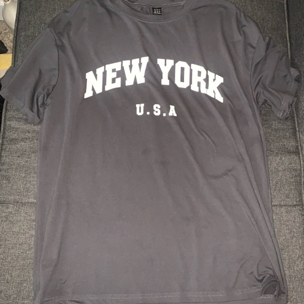 SHEIN Dark Gray New York USA Tee